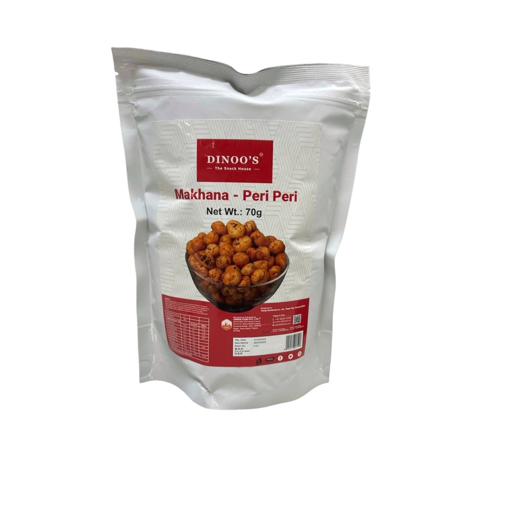 Makhana Peri Peri Pouch DINOOS	印度爆蓮子休閒點心 70 gm